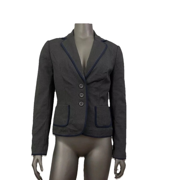 Boden Jackets & Blazers - Boden Blazer Sz 8 Gray 3-Button Lined Floral Silk Lining Academia Preppy Office